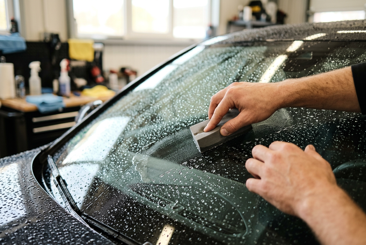 Windshield glass treated during a RapidChip mobile appointment in Utah