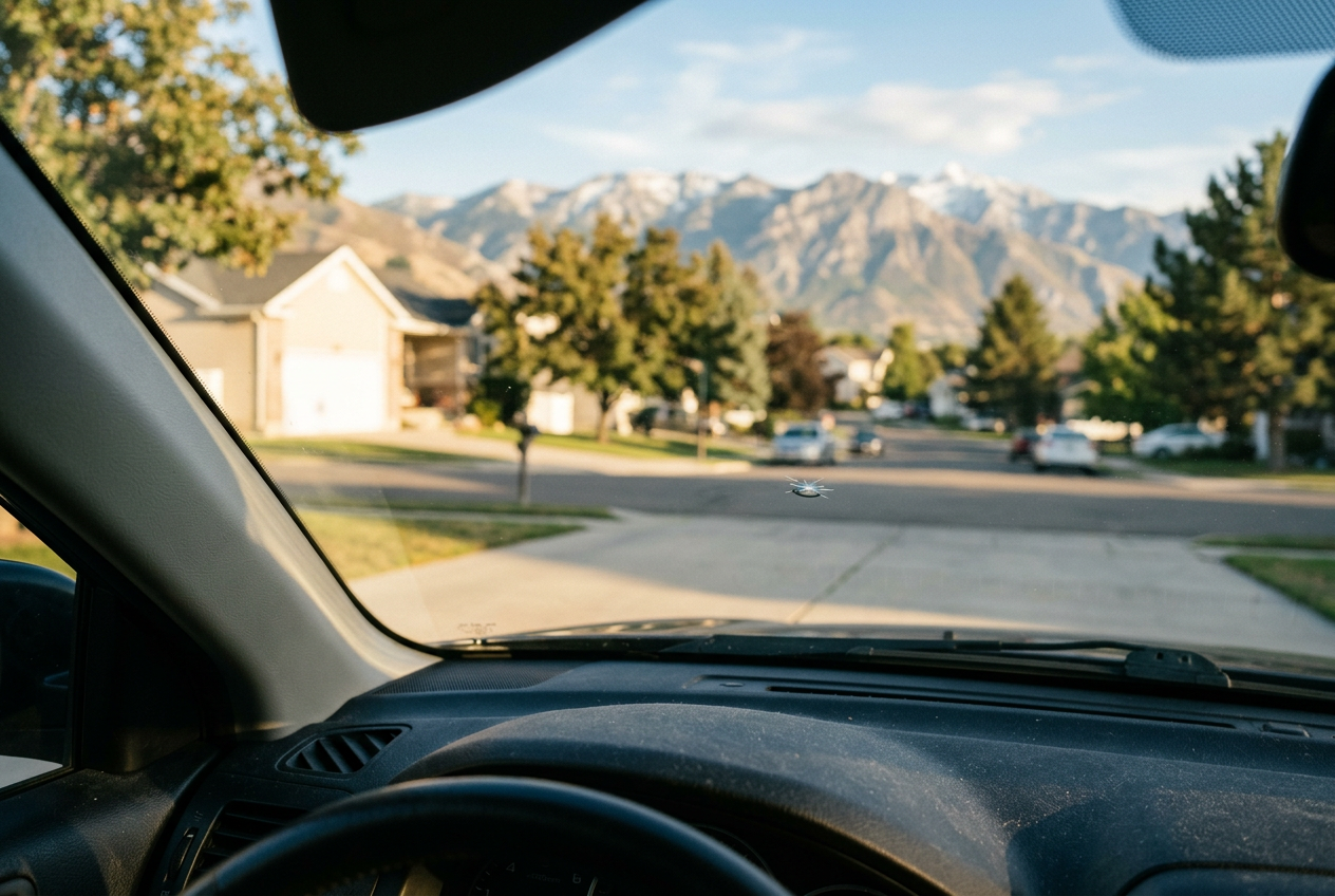 Windshield chip repair before and after comparison
