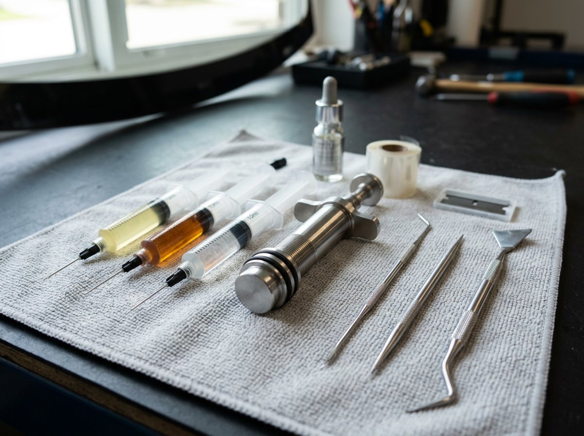 Professional windshield resin injectors and precision tools