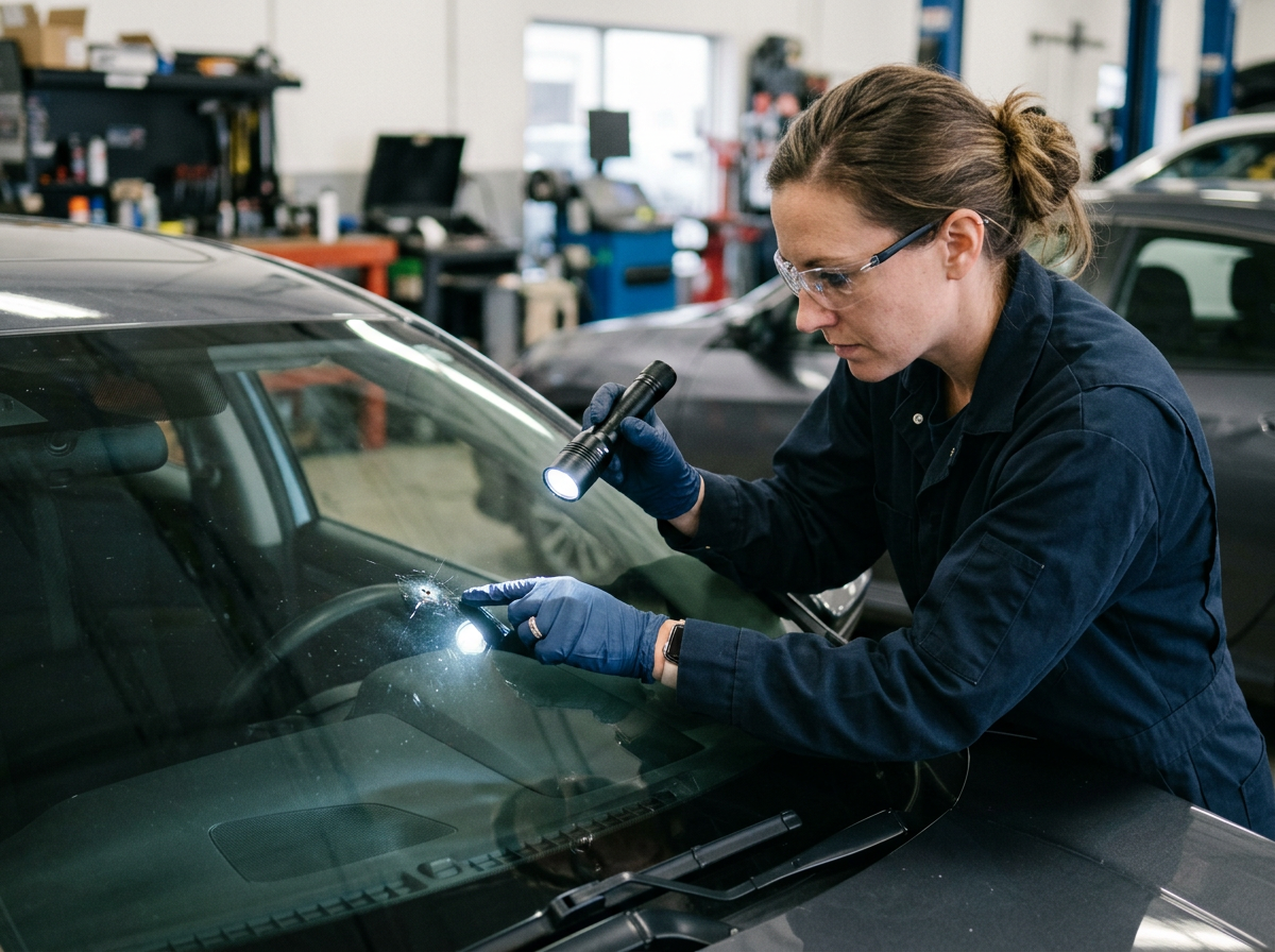 Inspect during Windshield Rock Chip Repair