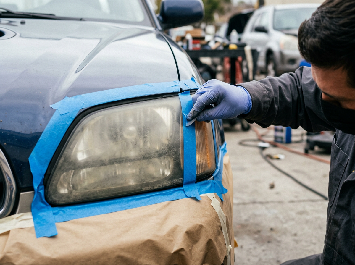 Mask and protect during Headlight Restoration