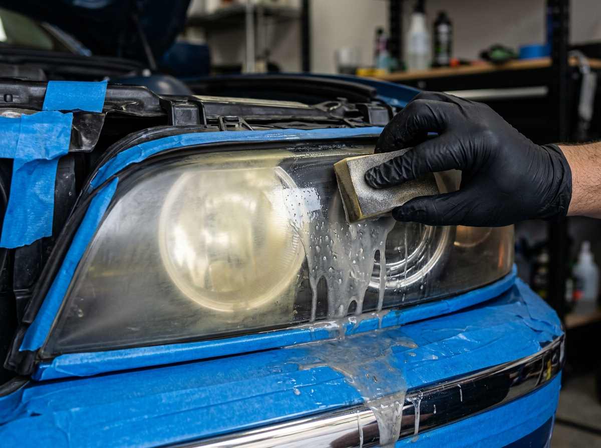 Remove oxidation during Headlight Restoration