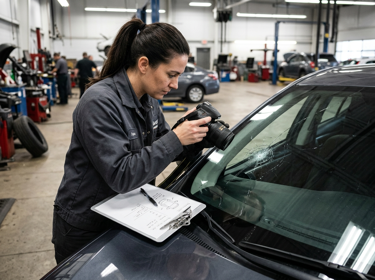Damage documented during Insurance-Friendly Windshield Repair