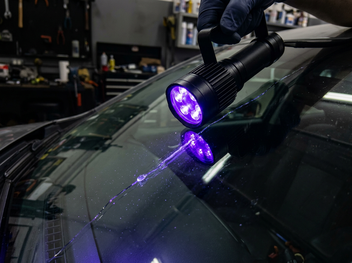 Cure and inspect during Windshield Crack Repair