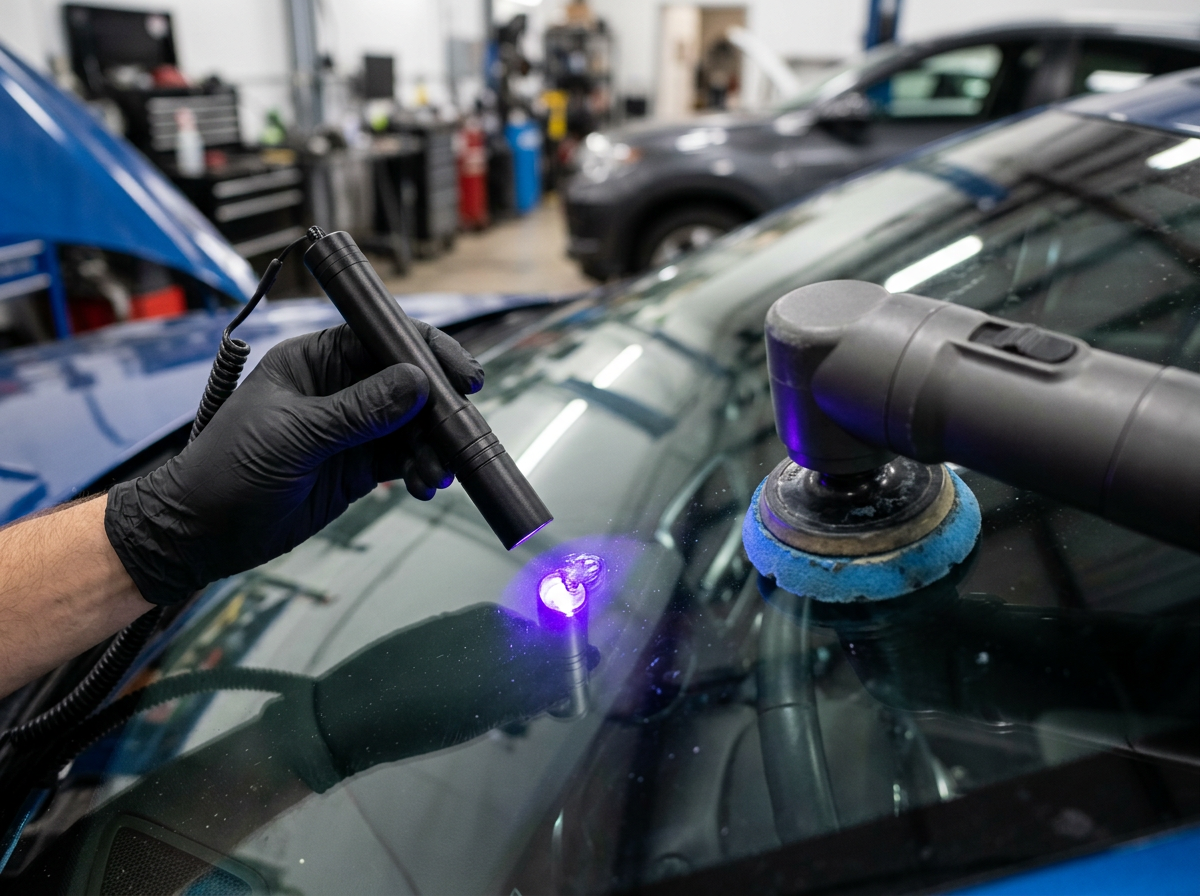 Cure and finish during Windshield Rock Chip Repair
